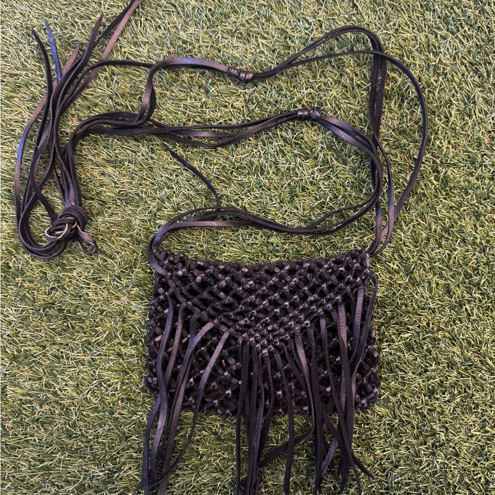 Caravana Elegant Black Fringe Crossbody Bag